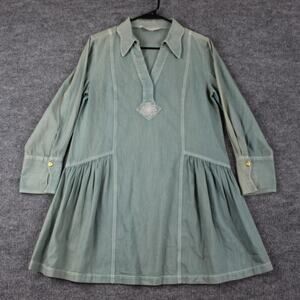 Anna Cate Dress XS Mina Fadded Green Boho Mini Long Sleeve Minimalist Peasant